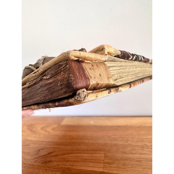 Handmade Vintage Tribal Photo Album: Bamboo & Leaf Cover, Embossed Lizards - Picture 2 of 4